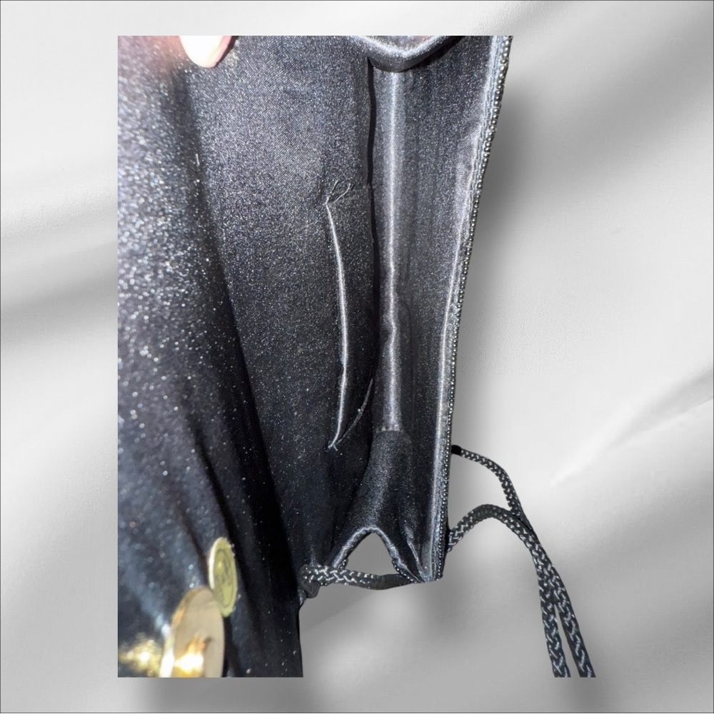 Vintage Valerie Stevens EUC Black Bead Satin Evening Bag Clutch - Picture 2 of 7